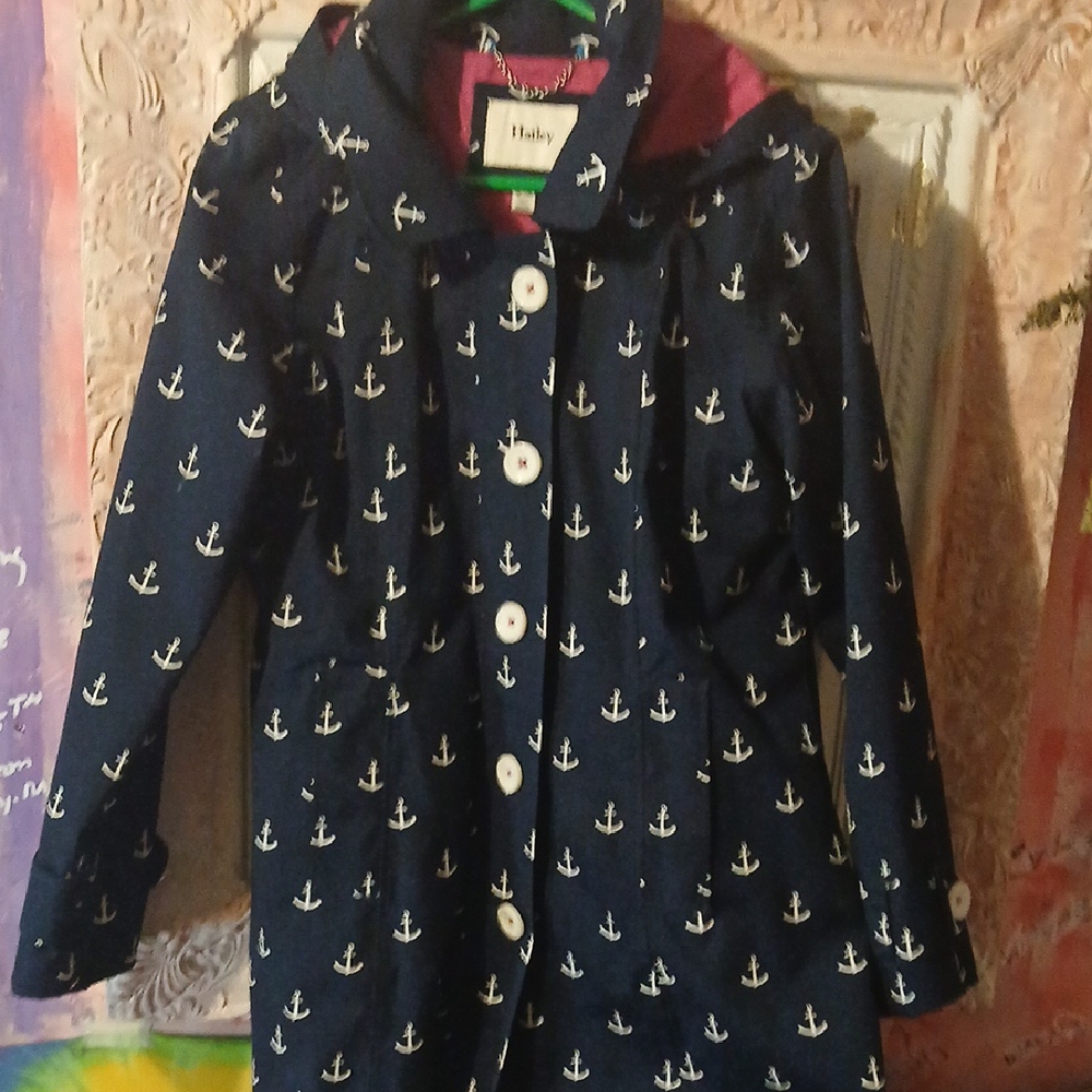 Hatley Dark Blue Anchor Pattern Raincoat